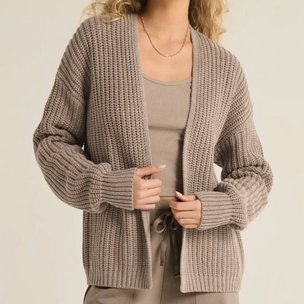 Z Supply Sutton Rib Cardigan - Taupe - Small